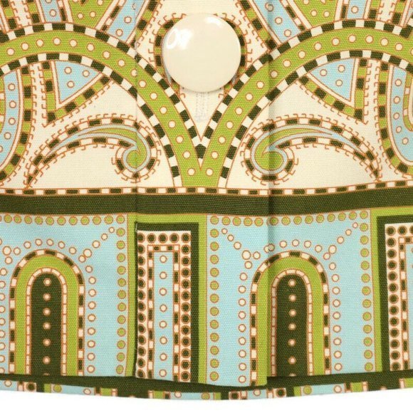 J. Crew Skirt Ivory‎ Green Blue Paisley Pockets 2 - Picture 10 of 12